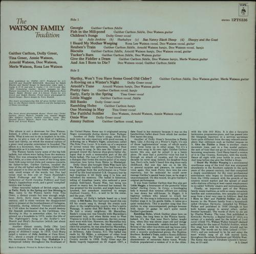 Doc Watson Tradition vinyl LP album (LP record) US DOCLPTR757871