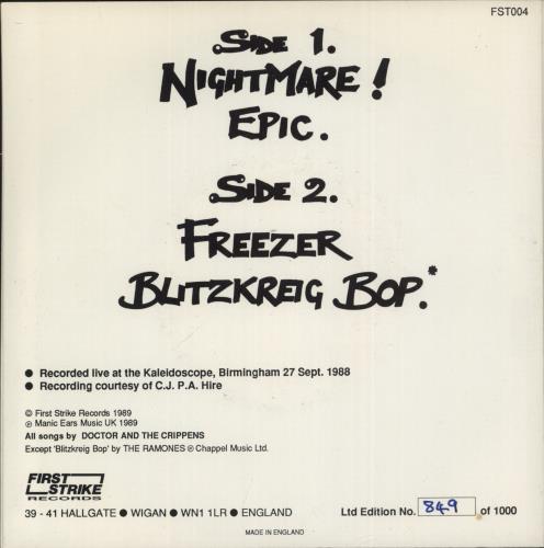 Doctor And The Crippens Live - Blue Vinyl 7" vinyl single (7 inch record / 45) UK D4C07LI869987