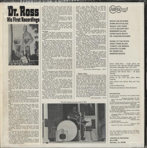 Doctor Ross His First Recordings vinyl LP album (LP record) US D5CLPHI542368