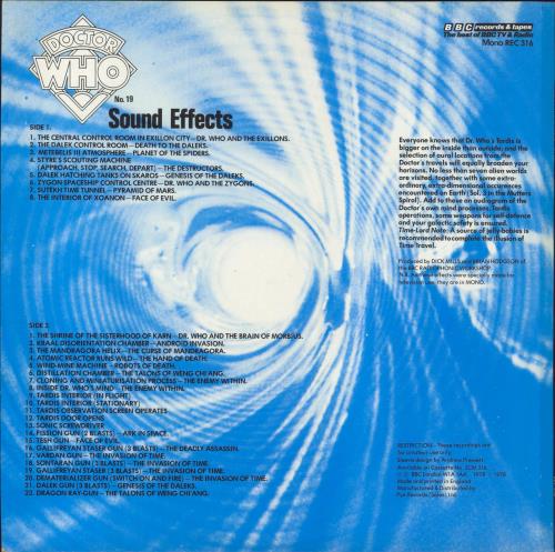 Doctor Who Sound Effects vinyl LP album (LP record) UK DRWLPSO800756