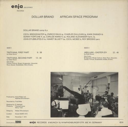 Dollar Brand African Space Program vinyl LP album (LP record) German D~BLPAF890015