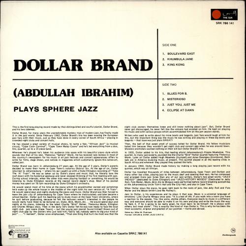 Dollar Brand Dollar Brand Plays Sphere Jazz vinyl LP album (LP record) South African D~BLPDO705245