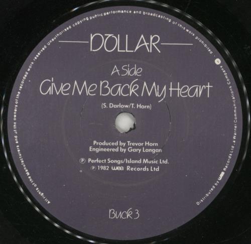 Dollar Give Me Back My Heart 7" vinyl single (7 inch record / 45) UK DLL07GI171925