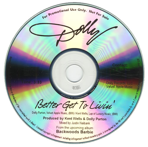 Dolly Parton Better Get To Livin' CD-R acetate US PARCRBE432722