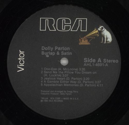 Dolly Parton Burlap & Satin vinyl LP album (LP record) US PARLPBU524119