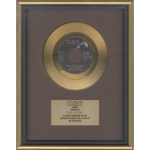 Dolly Parton Here You Come Again in-house award disc US PARAIHE499680