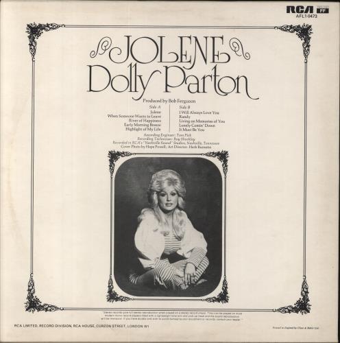 Dolly Parton Jolene - 1st - EX vinyl LP album (LP record) UK PARLPJO760033