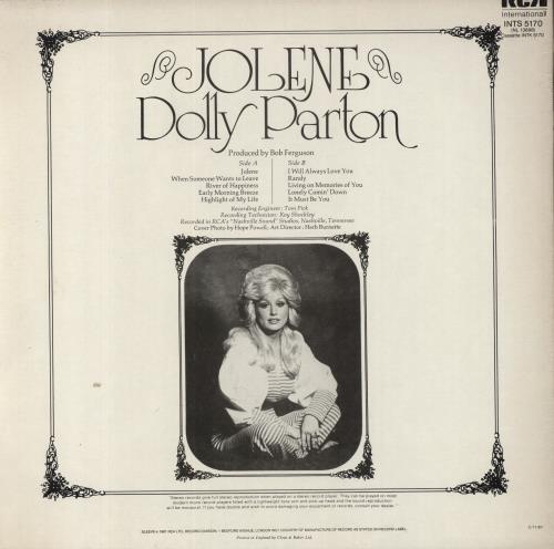 Dolly Parton Jolene vinyl LP album (LP record) UK PARLPJO816576