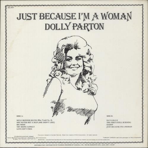 Dolly Parton Just Because I'm A Woman vinyl LP album (LP record) Canadian PARLPJU881970