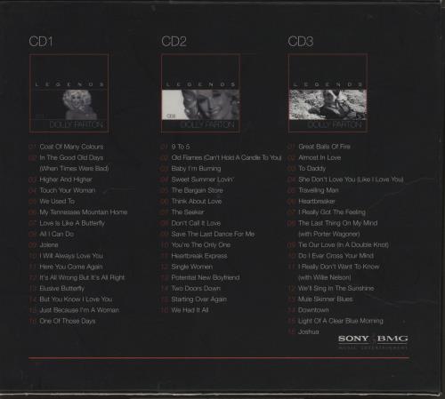 Dolly Parton Legends 3-CD album set (Triple CD) UK PAR3CLE316574