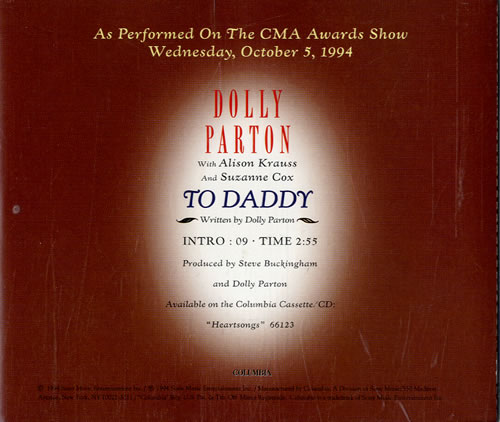 Dolly Parton To Daddy CD single (CD5 / 5") US PARC5TO165311