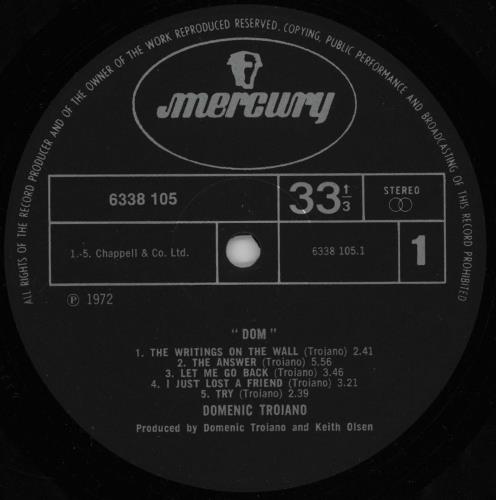 Domenic Troiano Dom vinyl LP album (LP record) UK G4MLPDO754698
