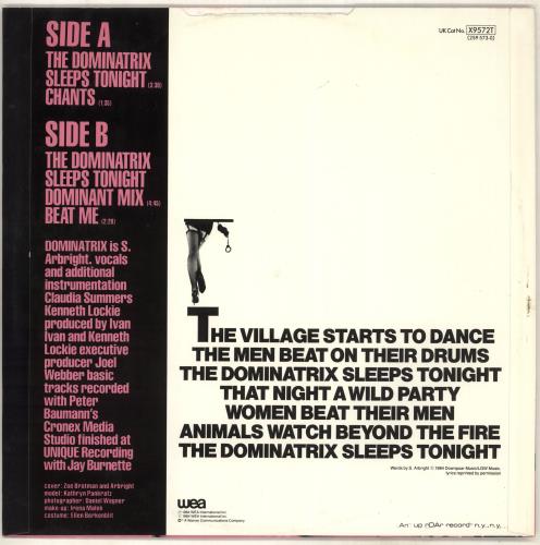 Dominatrix The Dominatrix Sleeps Tonight 12" vinyl single (12 inch record / Maxi-single) UK DTX12TH712985