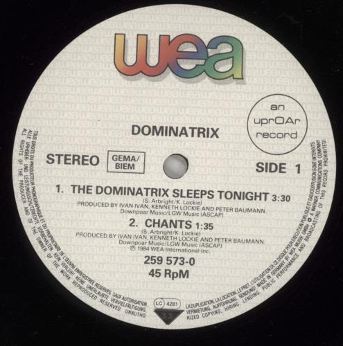 Dominatrix The Dominatrix Sleeps Tonight 12" vinyl single (12 inch record / Maxi-single) German DTX12TH884276