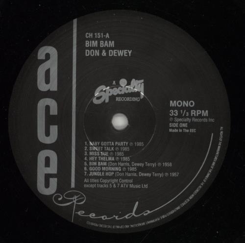 Don And Dewey Bim Bam vinyl LP album (LP record) UK D6ULPBI781377
