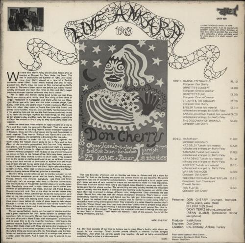 Don Cherry Live In Ankara vinyl LP album (LP record) UK D48LPLI864935