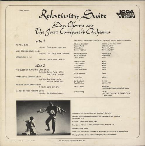 Don Cherry Relativity Suite vinyl LP album (LP record) UK D48LPRE319051