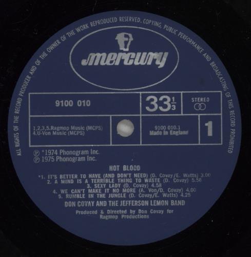 Don Covay Hot Blood vinyl LP album (LP record) UK DCVLPHO714098