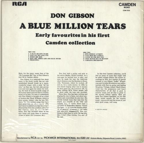Don Gibson A Blue Million Tears vinyl LP album (LP record) UK DGILPAB699534
