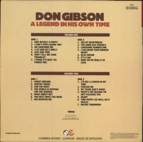 Don Gibson A Legend In His Own Time vinyl LP album (LP record) UK DGILPAL780593