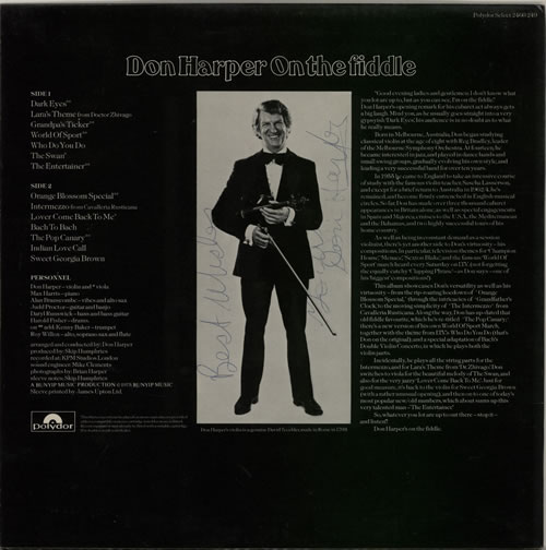 Don Harper On The Fiddle - Autographed vinyl LP album (LP record) UK F8QLPON619259