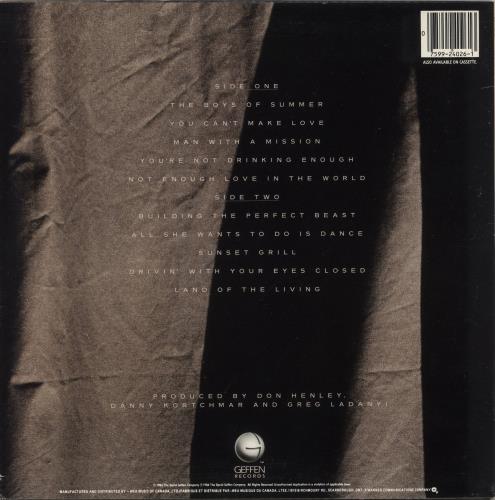 Don Henley Building The Perfect Beast vinyl LP album (LP record) Canadian DHNLPBU879920