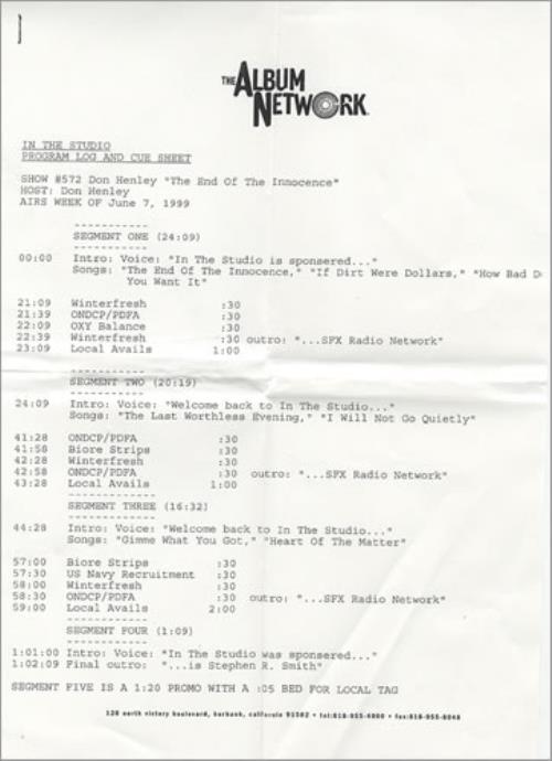 Don Henley In The Studio - The End Of The Innocence CD album (CDLP) US DHNCDIN179546