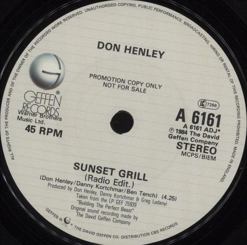 Don Henley Sunset Grill 7" vinyl single (7 inch record / 45) UK DHN07SU684050