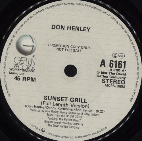 Don Henley Sunset Grill 7" vinyl single (7 inch record / 45) UK DHN07SU684050