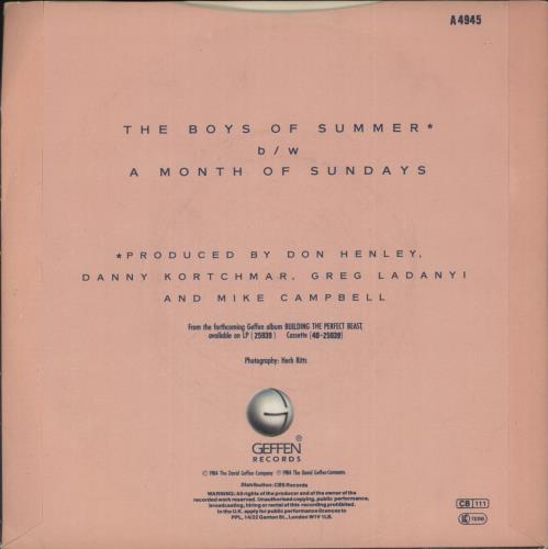 Don Henley The Boys Of Summer 7" vinyl single (7 inch record / 45) UK DHN07TH331262