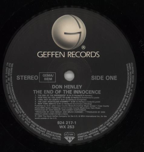 Don Henley The End Of The Innocence vinyl LP album (LP record) UK DHNLPTH383185