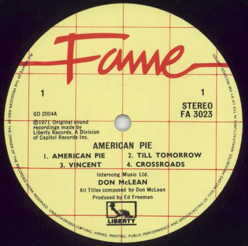 Don McLean American Pie vinyl LP album (LP record) UK DNMLPAM541547