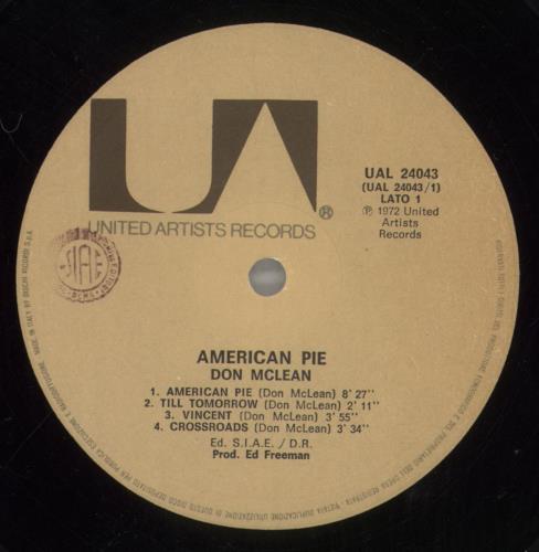 Don McLean American Pie vinyl LP album (LP record) Italian DNMLPAM707640