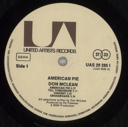 Don McLean American Pie vinyl LP album (LP record) German DNMLPAM764350