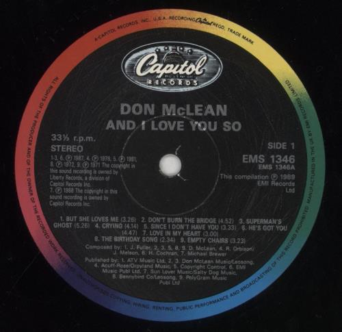 Don McLean And I Love You So vinyl LP album (LP record) UK DNMLPAN854986