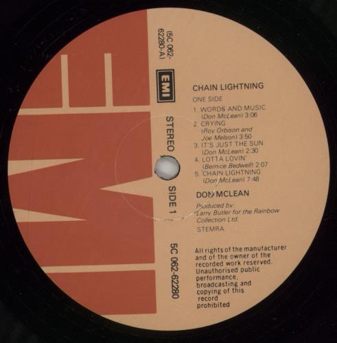 Don McLean Chain Lightning vinyl LP album (LP record) Dutch DNMLPCH626174