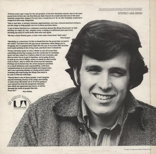 Don McLean Tapestry vinyl LP album (LP record) UK DNMLPTA504786