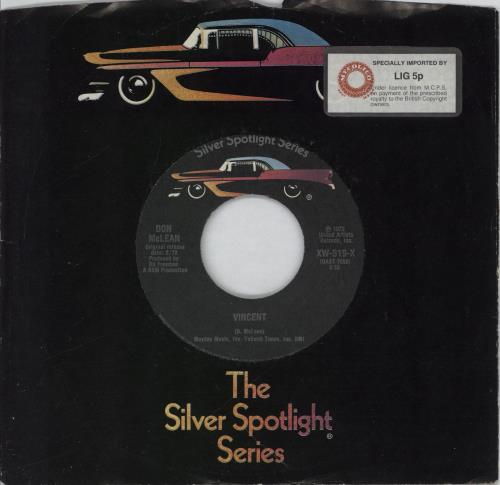 Don McLean Vincent 7" vinyl single (7 inch record / 45) US DNM07VI762296