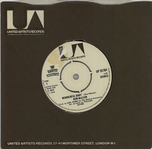 Don McLean Wonderful Baby 7" vinyl single (7 inch record / 45) UK DNM07WO478687