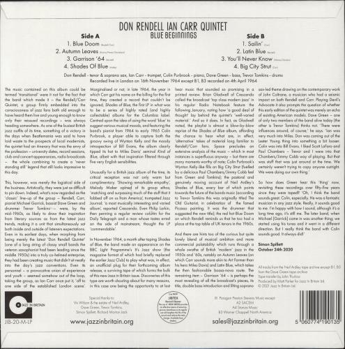 Don Rendell & Ian Carr Blue Beginnings - 180 Gram Vinyl vinyl LP album (LP record) UK DLKLPBL867837