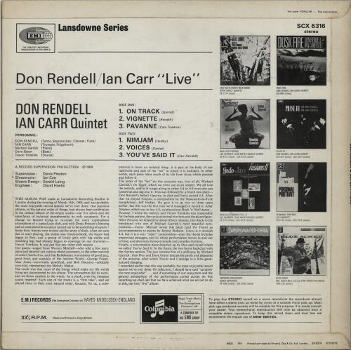 Don Rendell & Ian Carr Live - 1st vinyl LP album (LP record) UK DLKLPLI648138