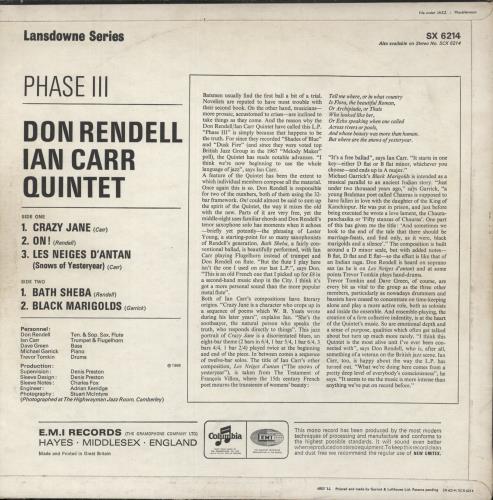 Don Rendell & Ian Carr Phase III vinyl LP album (LP record) UK DLKLPPH866033
