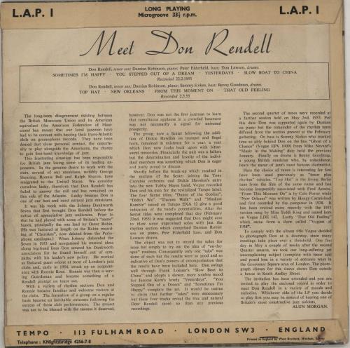 Don Rendell Meet Don Rendell 10" vinyl single (10 inch record) UK D2X10ME762944