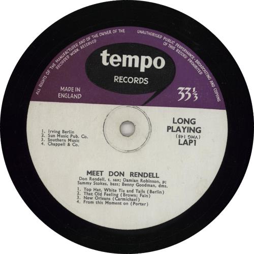 Don Rendell Meet Don Rendell 10" vinyl single (10 inch record) UK D2X10ME762944