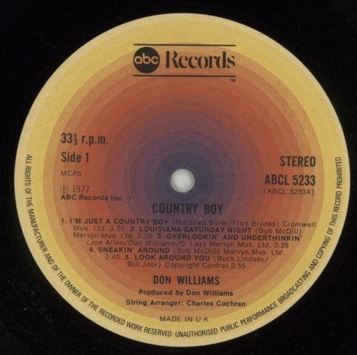 Don Williams Country Boy vinyl LP album (LP record) UK DWMLPCO504692
