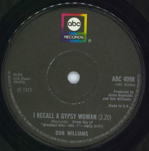 Don Williams I Recall A Gypsy Woman 7" vinyl single (7 inch record / 45) UK DWM07IR567684