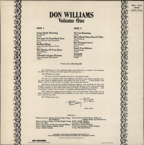 Don Williams Volume One vinyl LP album (LP record) UK DWMLPVO392997