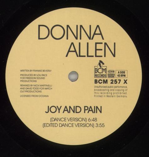 Donna Allen Joy And Pain 12" vinyl single (12 inch record / Maxi-single) German ONN12JO239474