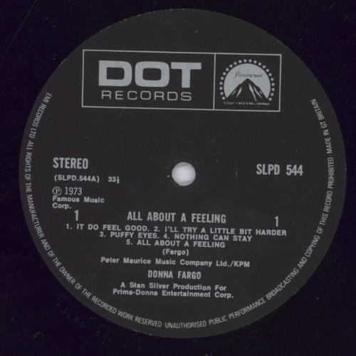 Donna Fargo All About A Feeling vinyl LP album (LP record) UK DP9LPAL831869