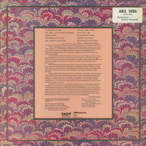 Donna Fargo All About A Feeling vinyl LP album (LP record) UK DP9LPAL831869